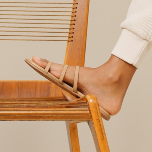 NEW TKEES Made In Brazil Leather Emma Flat Strappy Sandals in Au Natural 7252j1 - Picture 3 of 10